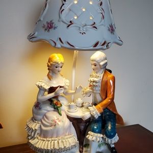 Vintage Victorian ceramic Lamps & Shade